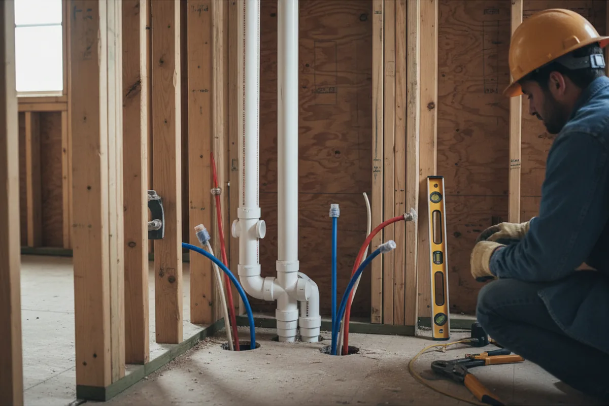 Drain and supply rough-in during Drain Cleaning in Burnett