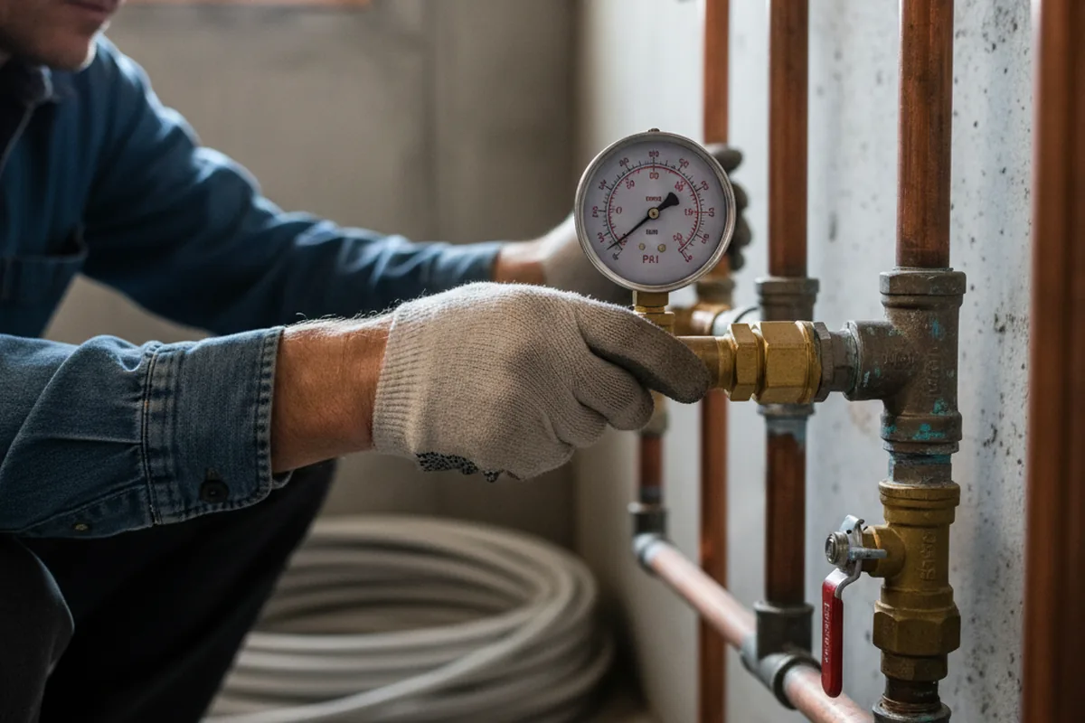 Pressure testing a repaired line during Water Line Repair in Burnett